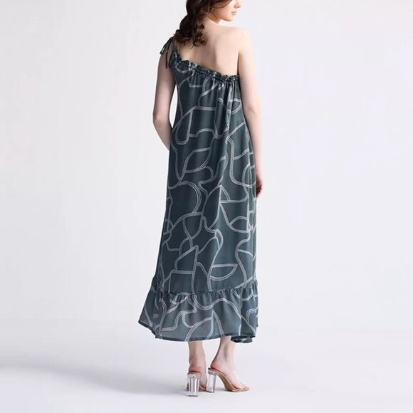 NWT Reistor One Shoulder Maxi Dress in Abstract Stripes Size 2XL - Picture 4 of 8